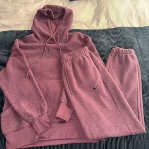 Nike size small brown/Mauve Fleece Hoodie and Joggers Set